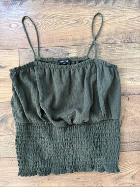 Express Olive Green Smocked Cami